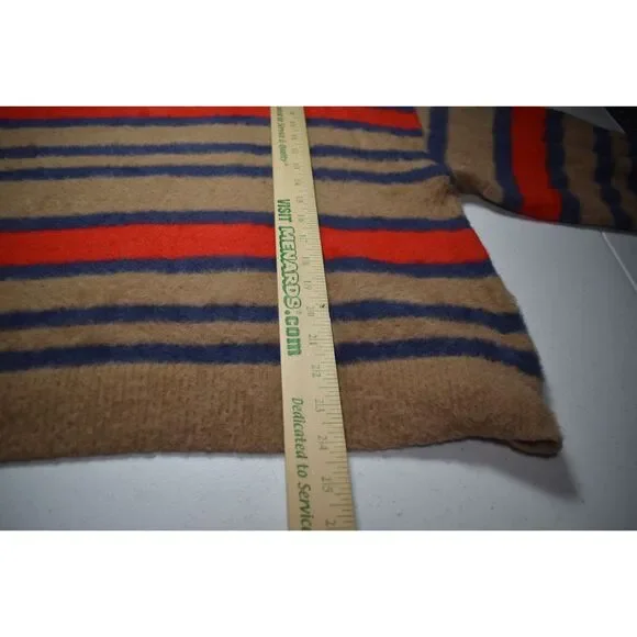 Aerie Oversized Fuzzy Striped Sweater Tan Red Blue Cozy Warm Womens XL - Picture 6 of 6